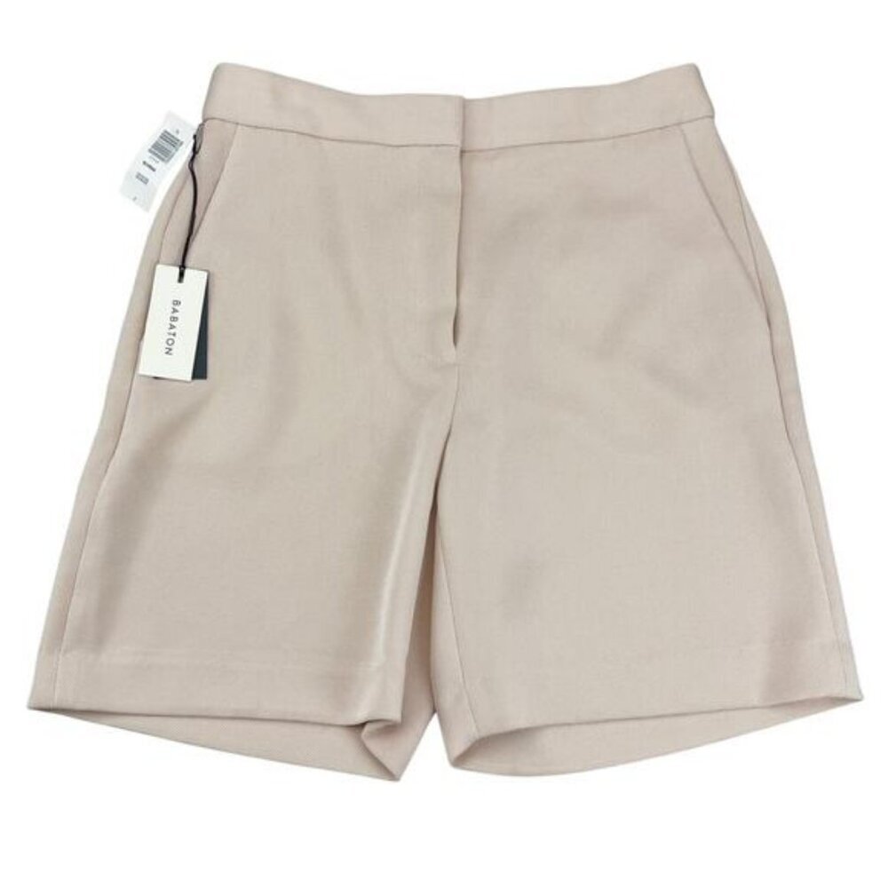 Aritzia Babaton Borna Longline Pleated Shorts In Denude Size 2 - Picture 2 of 6